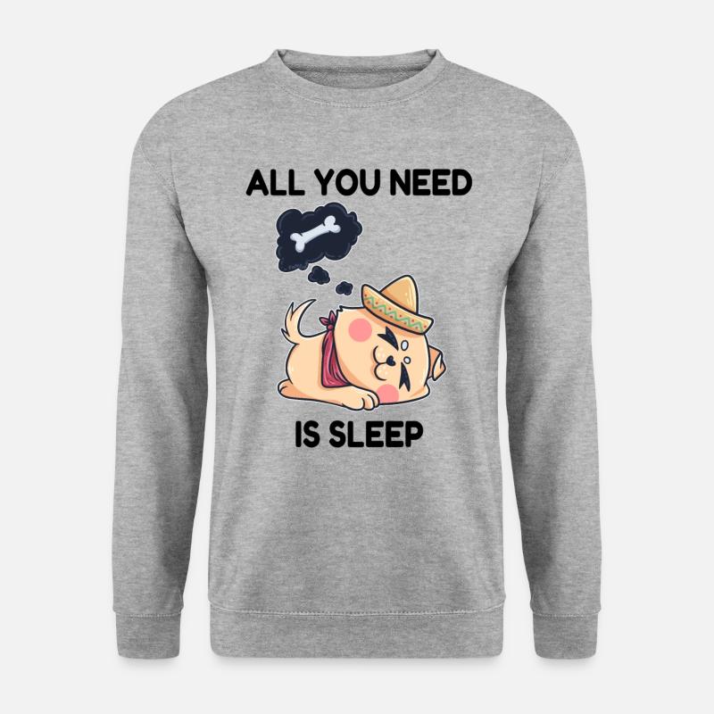 Hund Traum Knochen Schlaf - Unisex Pullover - Weißgrau meliert