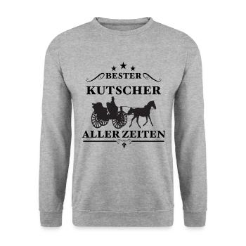 Bester Kutscher Kutsche Kutschen Gespan Geschenk - Unisex Pullover - Weißgrau meliert - Vorne - Alina (178cm) & Michal (187cm)