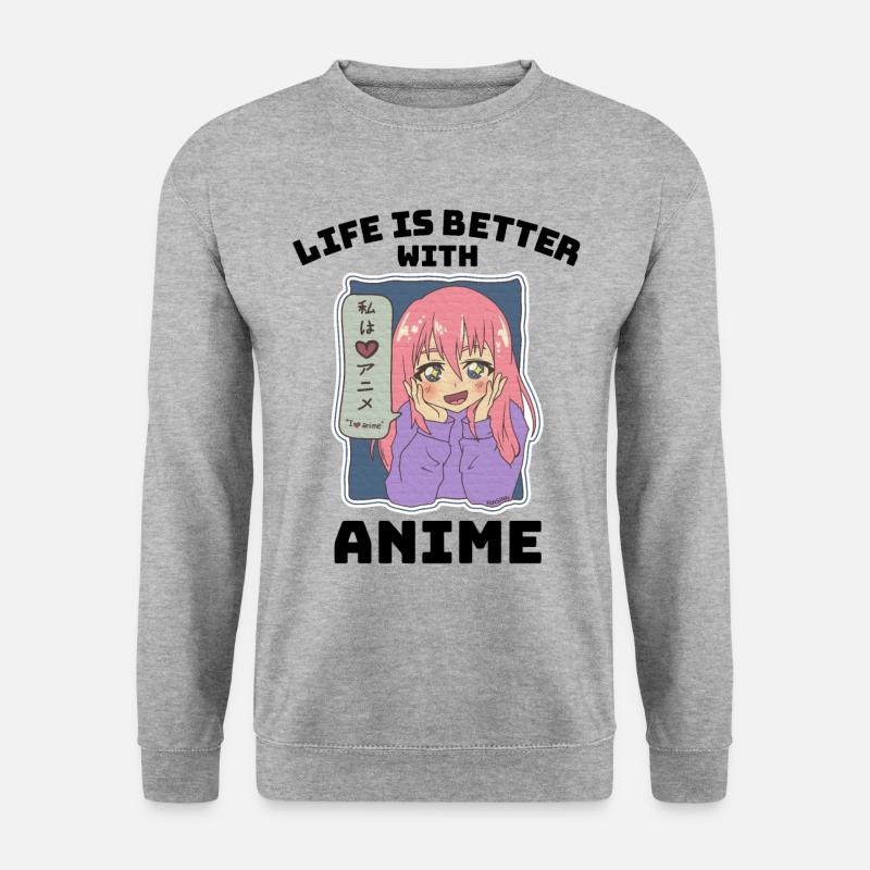 Anime Manga Leben Geschenk - Unisex Pullover - Weißgrau meliert