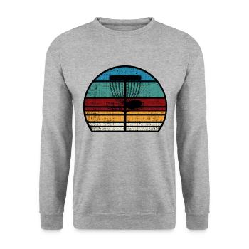 Frisbee Discgolf Spruch Lustig Discgolfer Geschenk - Unisex Pullover - Weißgrau meliert - Vorne - Alina (178cm) & Michal (187cm)