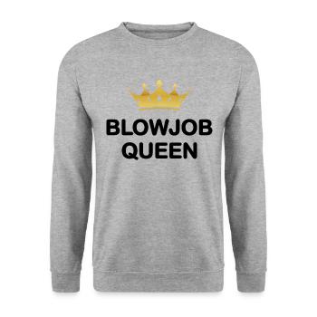 Damen Blowjob Queen I Love Blowjob Sprueche JGA - Unisex Pullover - Weißgrau meliert - Vorne - Alina (178cm) & Michal (187cm)
