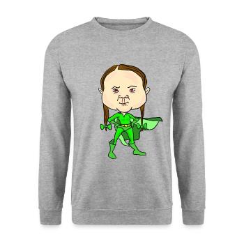 Environmental protection green superheroine Greta - Unisex Sweatshirt - salt & pepper - Front - Alina (178cm) & Michal (187cm)
