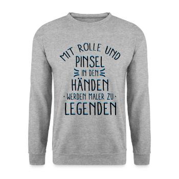 Maler Geschenk - Unisex Pullover - Weißgrau meliert - Vorne - Alina (178cm) & Michal (187cm)