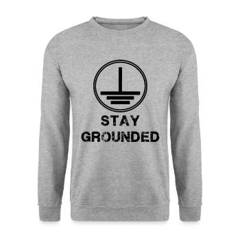 Stay Grounded - Elektriker Elektrotechnik - Unisex Pullover - Weißgrau meliert - Vorne - Alina (178cm) & Michal (187cm)