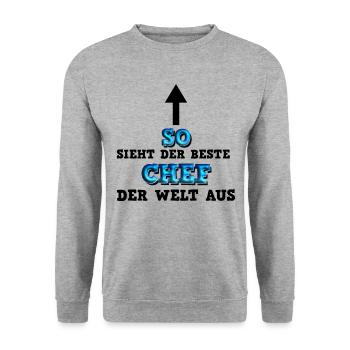 So sieht der beste Chef aus Geschäftsführer - Unisex Pullover - Weißgrau meliert - Vorne - Alina (178cm) & Michal (187cm)