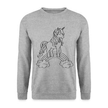 EINHORN UNICORN T-SHIRT ZUM BEMALEN FÜR KINDER - Unisex Pullover - Weißgrau meliert - Vorne - Alina (178cm) & Michal (187cm)