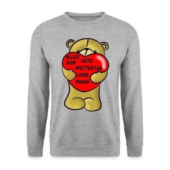 Alles Gute zum Muttertag - Unisex Pullover - Weißgrau meliert - Vorne - Alina (178cm) & Michal (187cm)