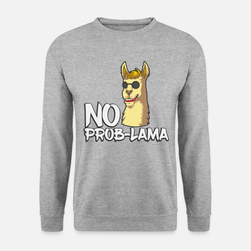 No Prob Lama - Lama mit Sonnenbrille - Unisex Pullover - Weißgrau meliert