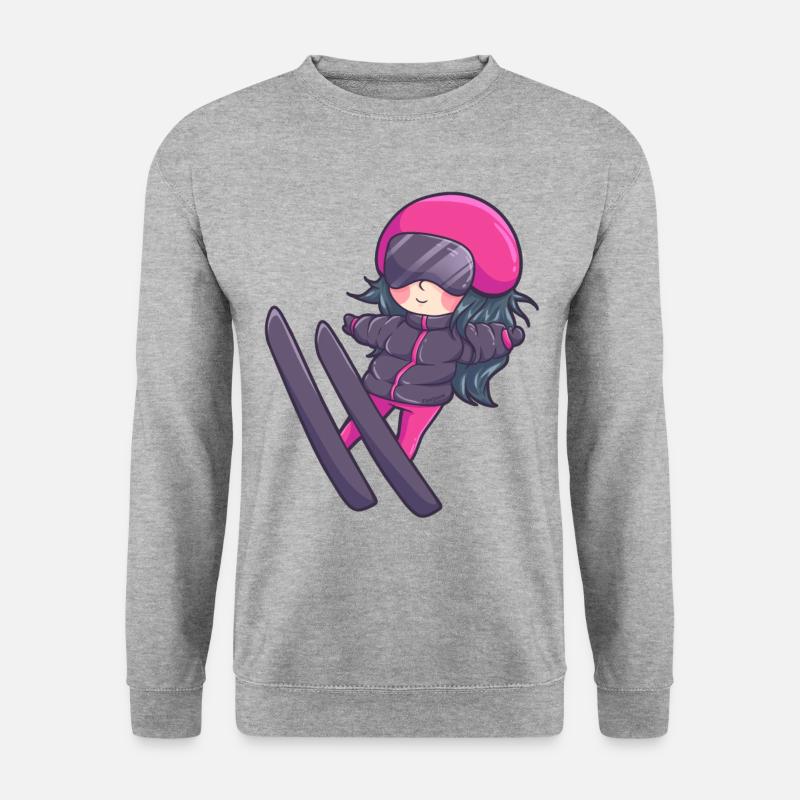 Skispringen Piste Wintersport Geschenk - Unisex Pullover - Weißgrau meliert