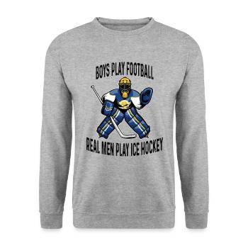 Eishockeyspieler Eishockey Goalie Lustig Geschenk - Unisex Pullover - Weißgrau meliert - Vorne - Alina (178cm) & Michal (187cm)