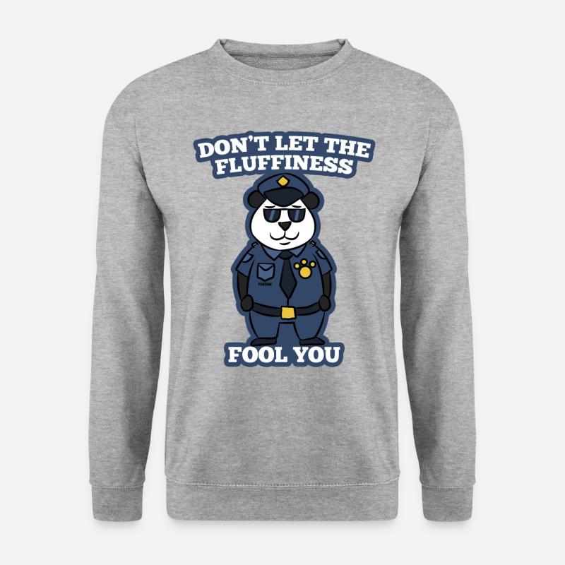 Panda Bär Polizei Sicherheit Geschenk - Unisex Pullover - Weißgrau meliert