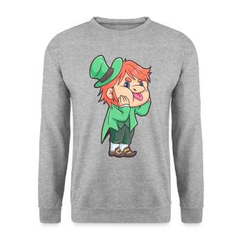 Kobold St Patricks Day Feiertag Irland - Unisex Pullover - Weißgrau meliert - Vorne - Alina (178cm) & Michal (187cm)