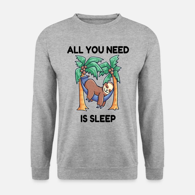 Faultier Hängematte Schlafen - Unisex Pullover - Weißgrau meliert