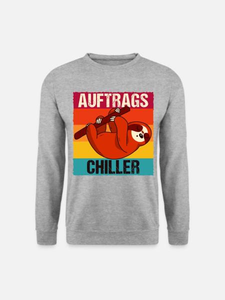 Lustiges Auftrags Chiller Relax Faultier Spruch Ge - Unisex Pullover - Weißgrau meliert