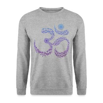 Om Yoga Meditation Goa Musik Symbol Mandala - Unisex Pullover - Weißgrau meliert - Vorne - Alina (178cm) & Michal (187cm)