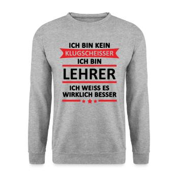 Tshirt für Lehrer - Unisex Pullover - Weißgrau meliert - Vorne - Alina (178cm) & Michal (187cm)