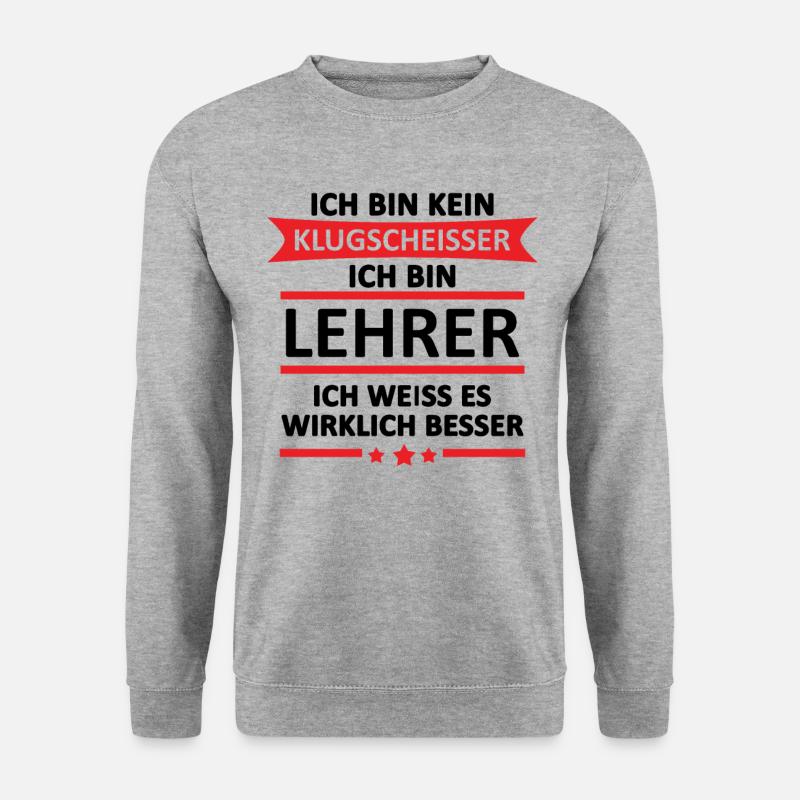 Tshirt für Lehrer - Unisex Pullover - Weißgrau meliert