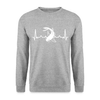 Koi Fan - Funny Koi Heartbeat EKG Gift Id - Sweat-shirt Unisexe - gris chiné - Devant - Alina (178cm) & Michal (187cm)