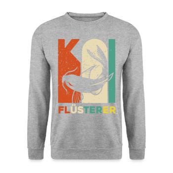 Koi Fan - Lustiges Retro Koi Flüsterer - Geschenki - Unisex Pullover - Weißgrau meliert - Vorne - Alina (178cm) & Michal (187cm)