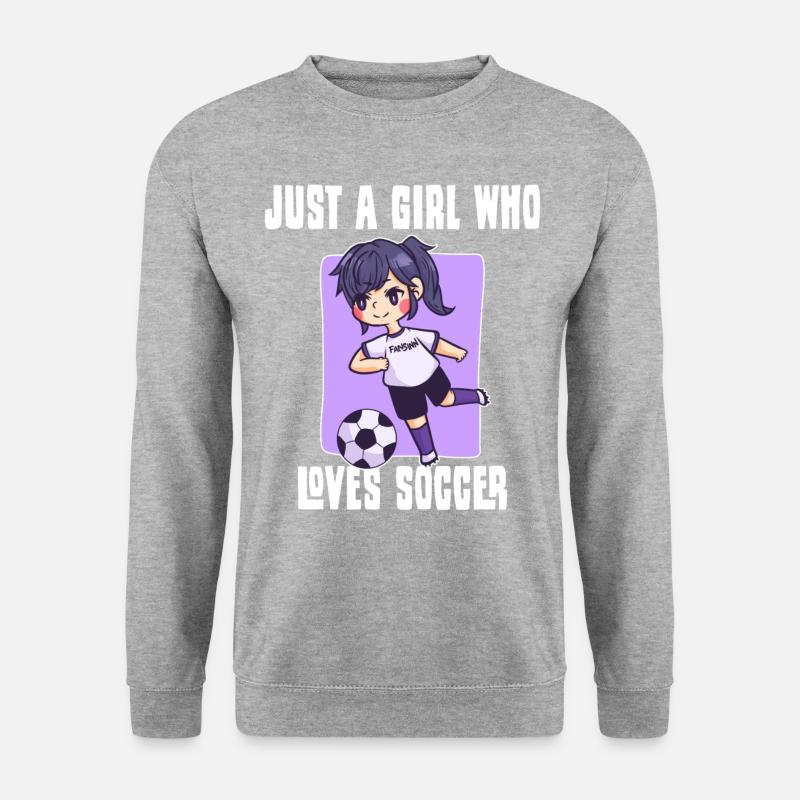Mädchen liebt Fussball - Unisex Pullover - Weißgrau meliert