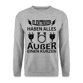 Elektriker Spruch - Unisex Pullover - Weißgrau meliert - Vorne - Alina (178cm) & Michal (187cm)