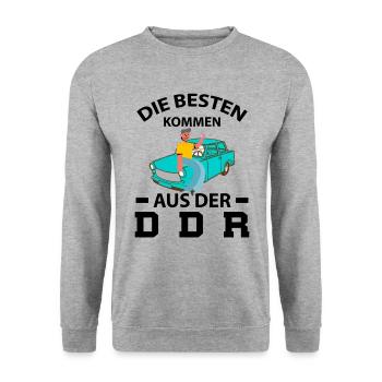 Die Besten Kommen Aus Der DDR - Unisex Pullover - Weißgrau meliert - Vorne - Alina (178cm) & Michal (187cm)