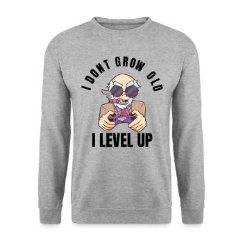 Gamer Opa Video Mann lustig Geschenk alt - Unisex Pullover - Weißgrau meliert - Vorne - Alina (178cm) & Michal (187cm)