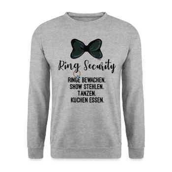 Ringträger Ring Security Hochzeit JGA - Unisex Pullover - Weißgrau meliert - Vorne - Alina (178cm) & Michal (187cm)