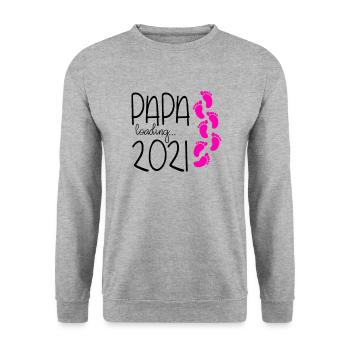Papa chargement 2021 | attend papa naissance fille - Sweat-shirt Unisexe - gris chiné - Devant - Alina (178cm) & Michal (187cm)