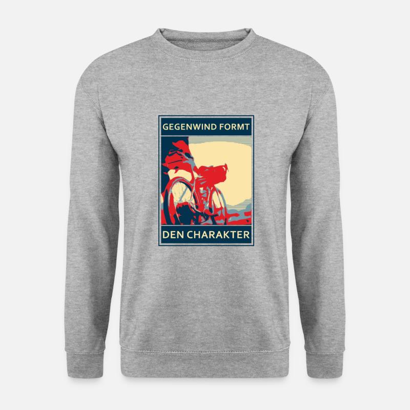 Bikepacking - Gegenwind formt den Charakter - Unisex Pullover - Weißgrau meliert