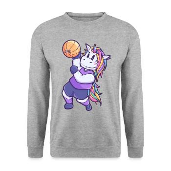 Unicorn horse sport gift basketball - Unisex Sweatshirt - salt & pepper - Front - Alina (178cm) & Michal (187cm)
