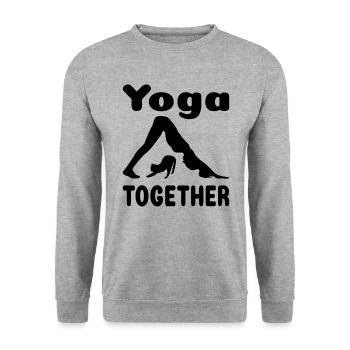 Yoga Together Katze Frau - Unisex Pullover - Weißgrau meliert - Vorne - Alina (178cm) & Michal (187cm)