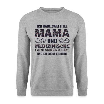 Medizinische Fachangestellte Mutter Geschenk - Unisex Pullover - Weißgrau meliert - Vorne - Alina (178cm) & Michal (187cm)