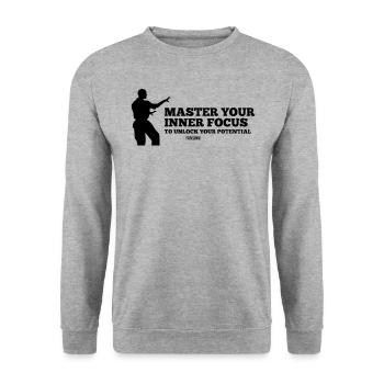 Martial Arts Kampfsport Spruch Karate - Unisex Pullover - Weißgrau meliert - Vorne - Alina (178cm) & Michal (187cm)