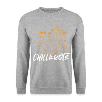 CHILLKRÖTE | Lustiges Schildkröte Chill Faulenzer - Unisex Pullover - Weißgrau meliert - Vorne - Alina (178cm) & Michal (187cm)