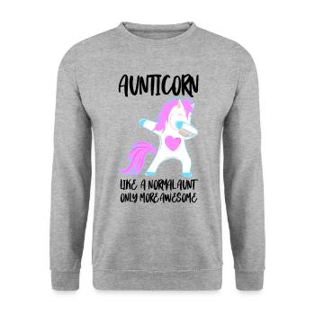 Aunticorn - aunt with dabbing - Unisex Sweatshirt - salt & pepper - Front - Alina (178cm) & Michal (187cm)