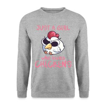 Just A Girl Who Loves Chickens - Unisex Sweatshirt - salt & pepper - Front - Alina (178cm) & Michal (187cm)