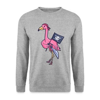 Flamingo drapeau de pirates cadeau de capitaine - Sweat-shirt Unisexe - gris chiné - Devant - Alina (178cm) & Michal (187cm)