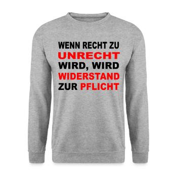 Protestshirt gegen Einschränkung der Grundrechte - Unisex Pullover - Weißgrau meliert - Vorne - Alina (178cm) & Michal (187cm)