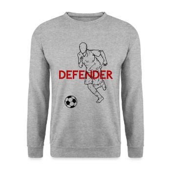Defender Defender Soccer Saying Gift - Unisex Sweatshirt - salt & pepper - Front - Alina (178cm) & Michal (187cm)