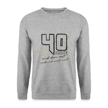 40 Jahre Und Den Rest Rocke Ich Auch Noch Geschenk - Unisex Pullover - Weißgrau meliert - Vorne - Alina (178cm) & Michal (187cm)