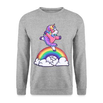 Ballerina Einhorn Mädchen tanzen Unicorn - Unisex Pullover - Weißgrau meliert - Vorne - Alina (178cm) & Michal (187cm)