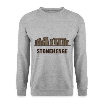 Stonehenge England - Unisex Pullover - Weißgrau meliert - Vorne - Alina (178cm) & Michal (187cm)