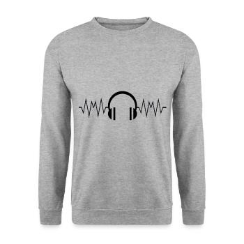 Écouteurs de musique Battement de cœur - Sweat-shirt Unisexe - gris chiné - Devant - Alina (178cm) & Michal (187cm)