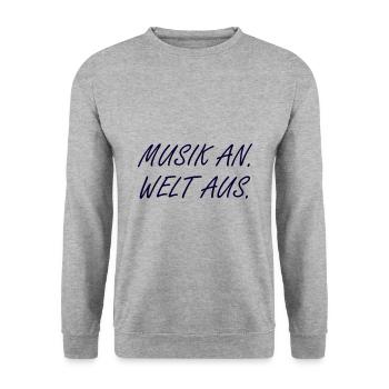 Musik Spruch - Unisex Pullover - Weißgrau meliert - Vorne - Alina (178cm) & Michal (187cm)