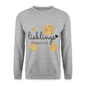 Lieblings Tollpatsch - Unisex Pullover - Weißgrau meliert - Vorne - Alina (178cm) & Michal (187cm)