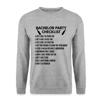 Bachelor party checklist - Unisex Sweatshirt - salt & pepper - Front - Alina (178cm) & Michal (187cm)