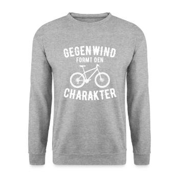 Gegenwind formt den charakter - Unisex Pullover - Weißgrau meliert - Vorne - Alina (178cm) & Michal (187cm)