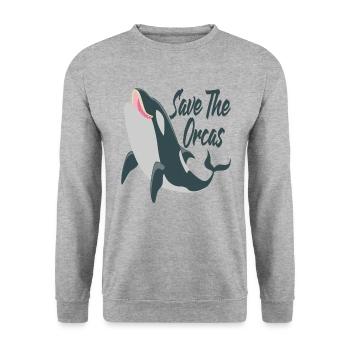Save The Orcas Killer Whale Killer Whale Gift - Sweat-shirt Unisexe - gris chiné - Devant - Alina (178cm) & Michal (187cm)