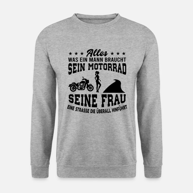 Mann Motorrad - Unisex Pullover - Weißgrau meliert